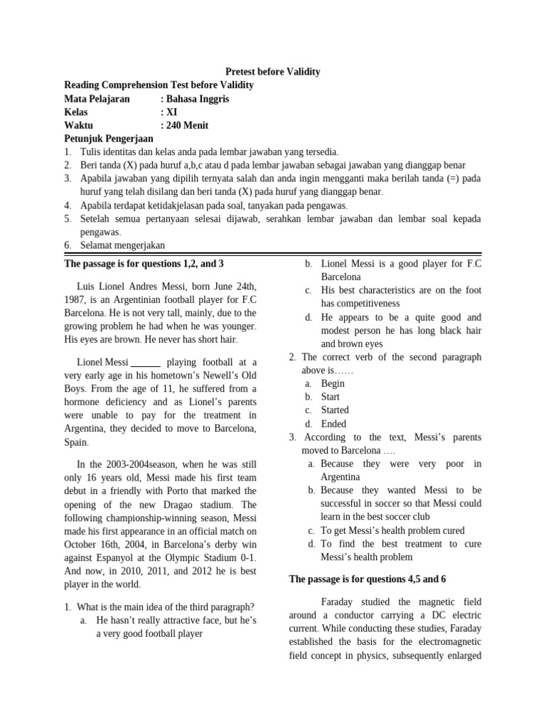 English Reading Comprehension Test | PDF | Electromagnetic Induction