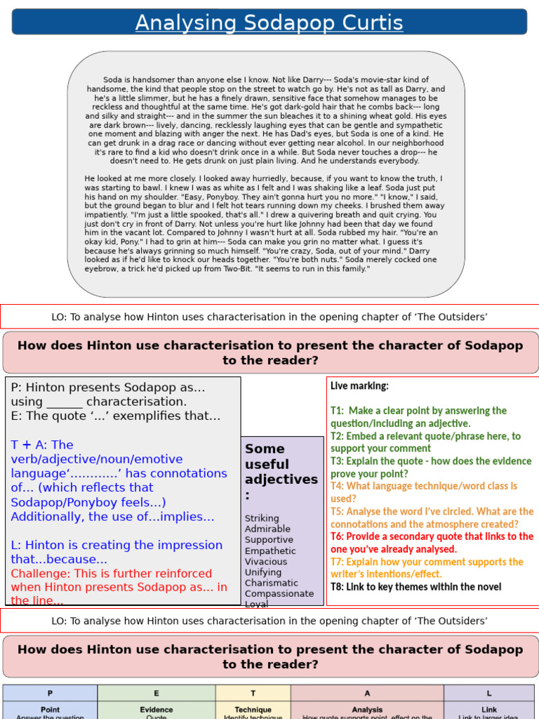 Analyzing Sodapop's Character Traits PDF Grammar Linguistics