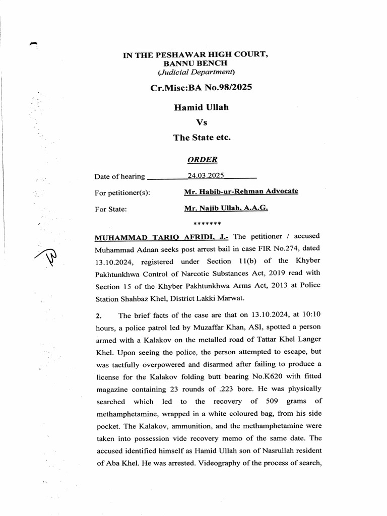 Bail Granted in Narcotics Case 2025 | PDF | Bail | Public Law