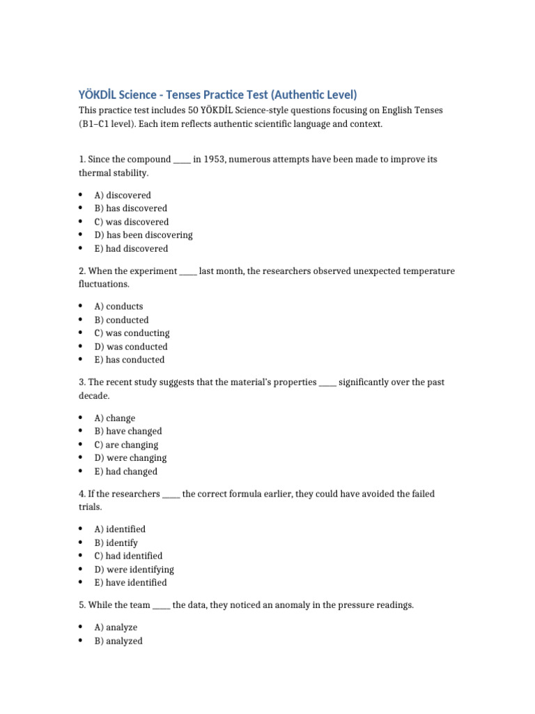 YOKDIL Science Tenses Authentic | PDF | Light | Experiment