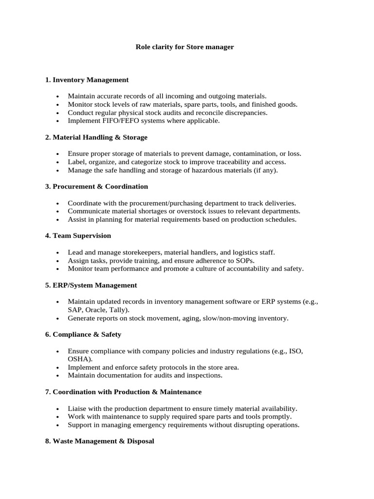Store, Production, and Purchase Roles Guide | PDF | Procurement ...