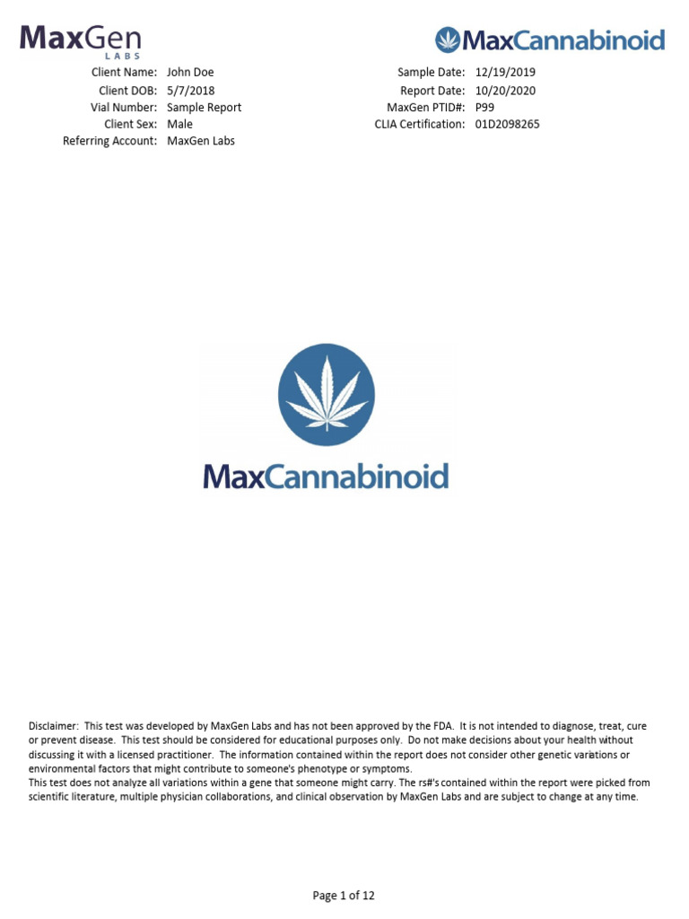 MaxGen Labs Cannabis Genetic Report | PDF | Genetics | Cannabis