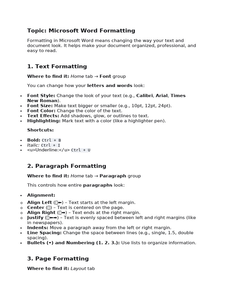 Microsoft Word Formatting Guide | PDF | Typefaces | Microsoft Word
