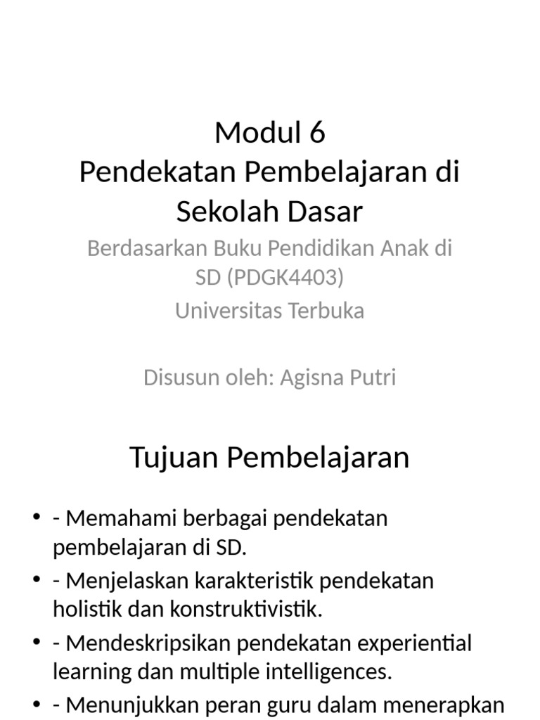Pendekatan Pembelajaran di SD | PDF
