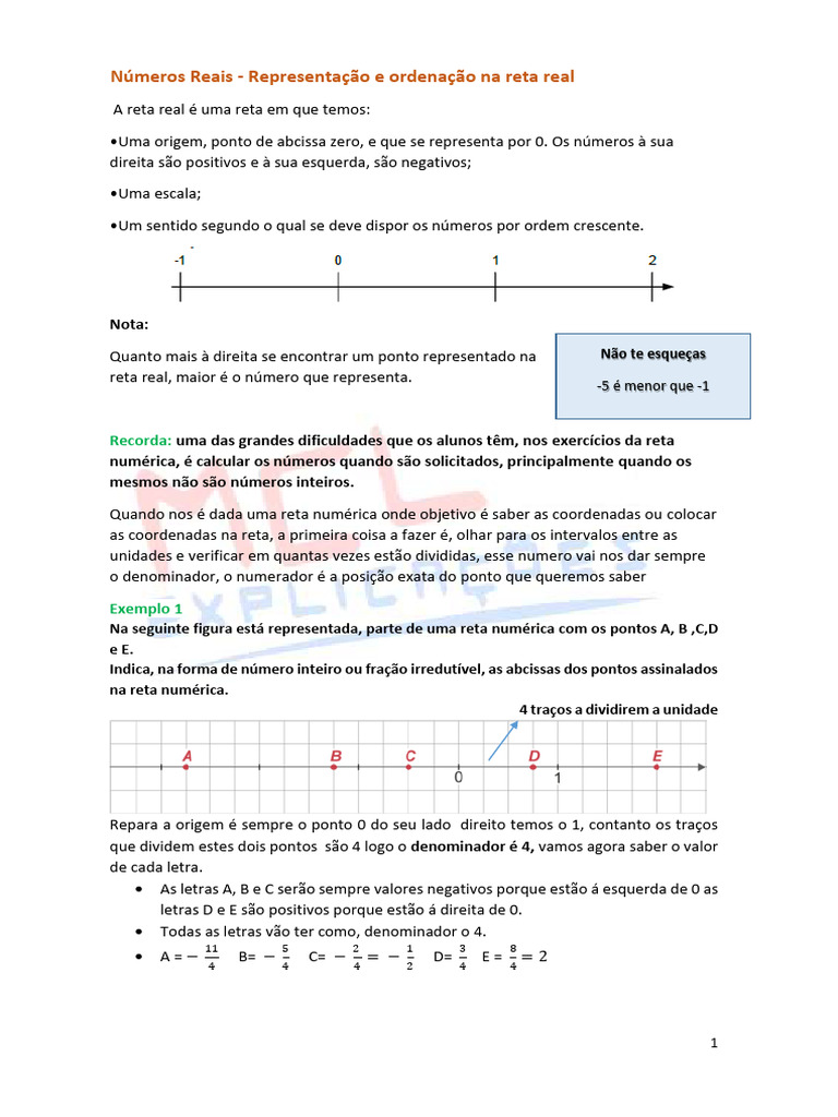 Representação de Números na Reta Real | PDF | Números | Número real