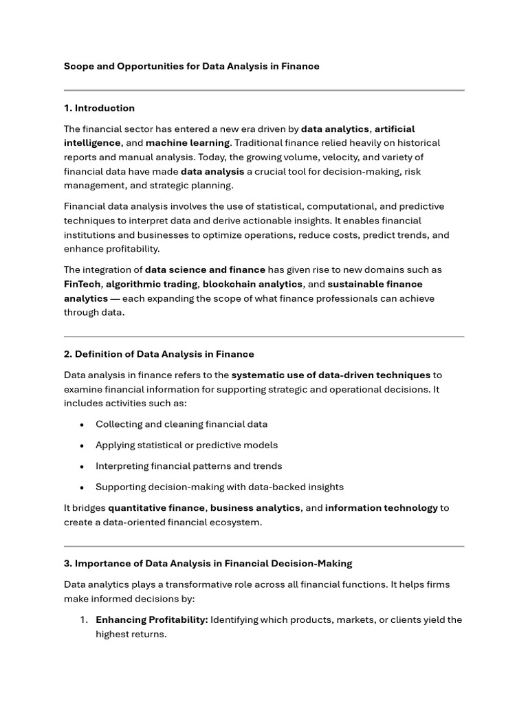 Scope & Opportunities For Analysis of Data in Finance | PDF | Analytics ...