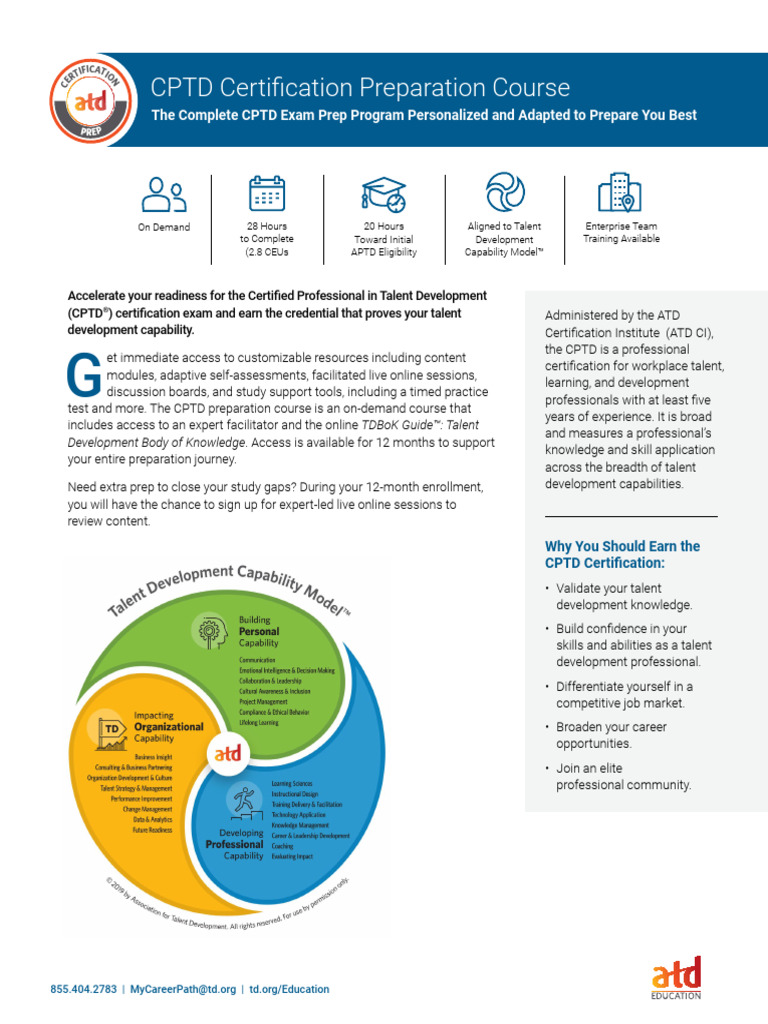 ATD March2024 CPTDCertificationPrepCourse Brochure v1 | PDF | Knowledge ...