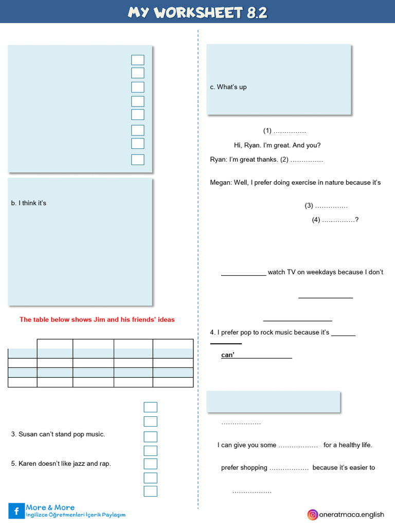 Conversation Starter Worksheet 8.2 | PDF