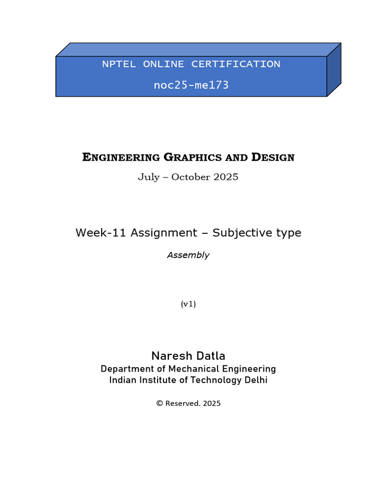 Week 11 Engineering Graphics Assignment | PDF