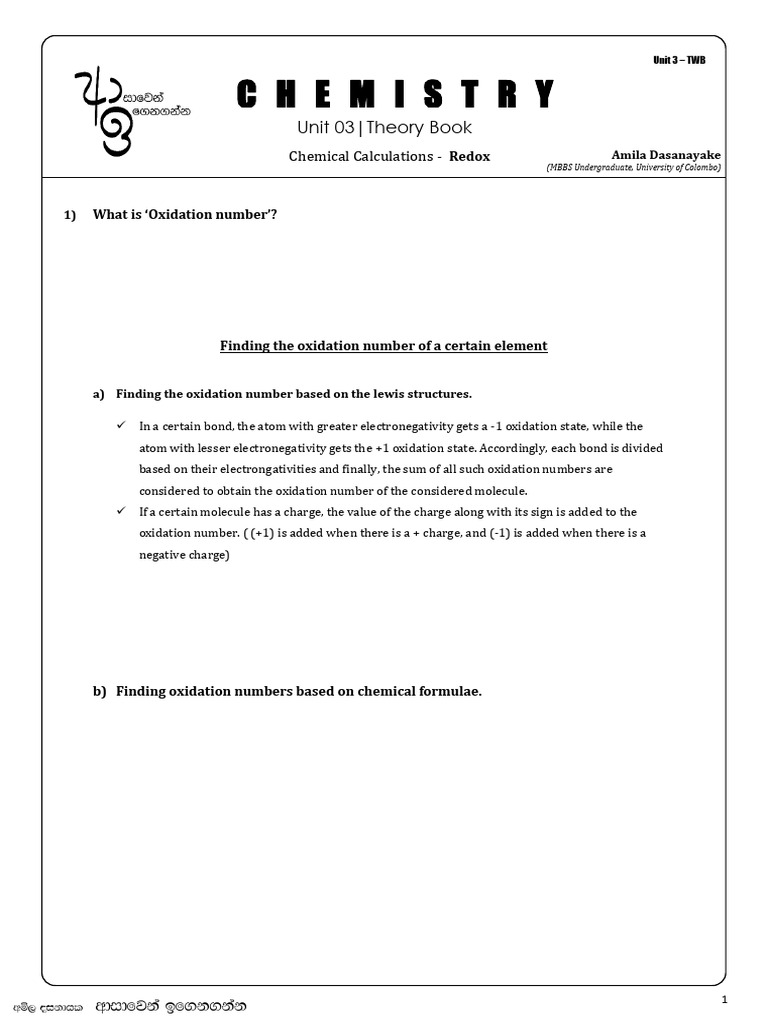 Understanding Oxidation Numbers and Reactions | PDF | Redox ...