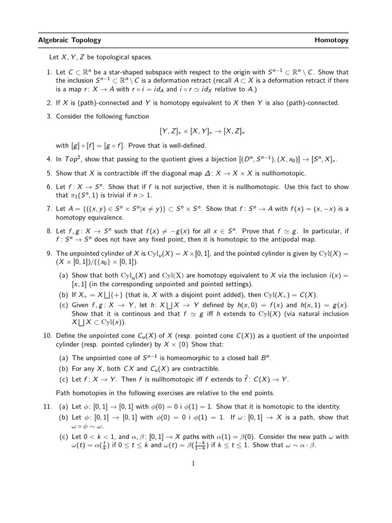 Algebraic Topology: Homotopy Concepts | PDF | Mathematical Relations ...