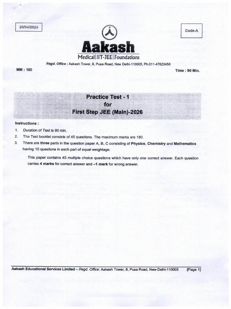 Practice Test - First Step | PDF