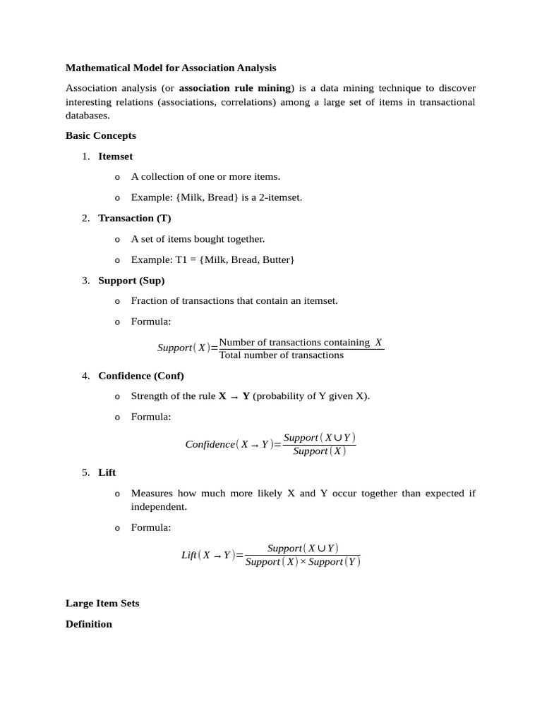 Mathematical Model For Association Analysis | PDF | Applied Mathematics ...