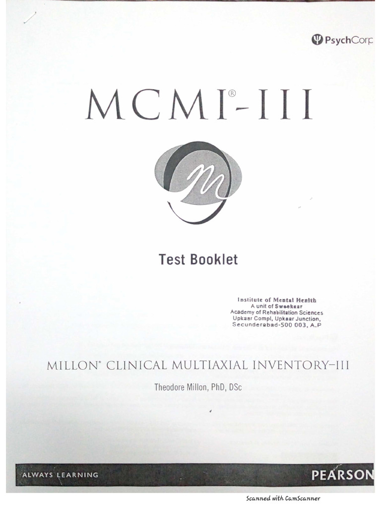 MCMI3 Questionnaire | PDF