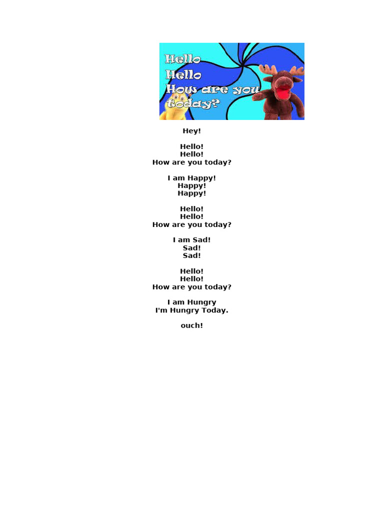 Hey Hello Hello How Are You Today | PDF