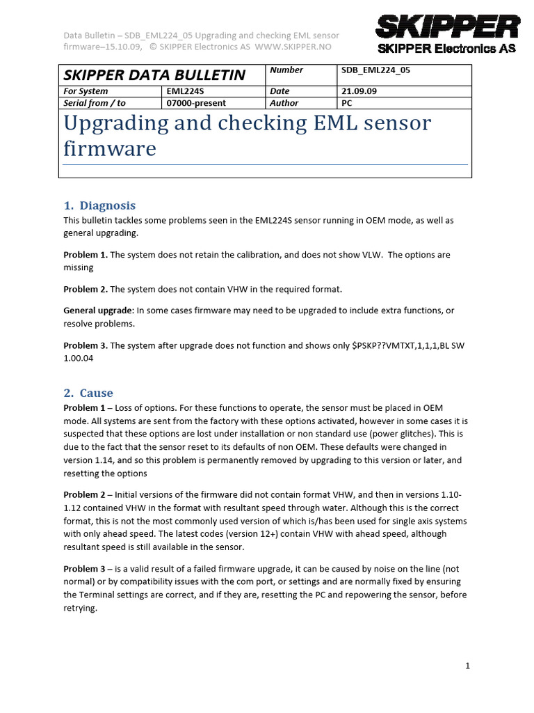 SDB - EML224 - 05 Upgrading and Checking EML Sensor Software15.10.09 ...