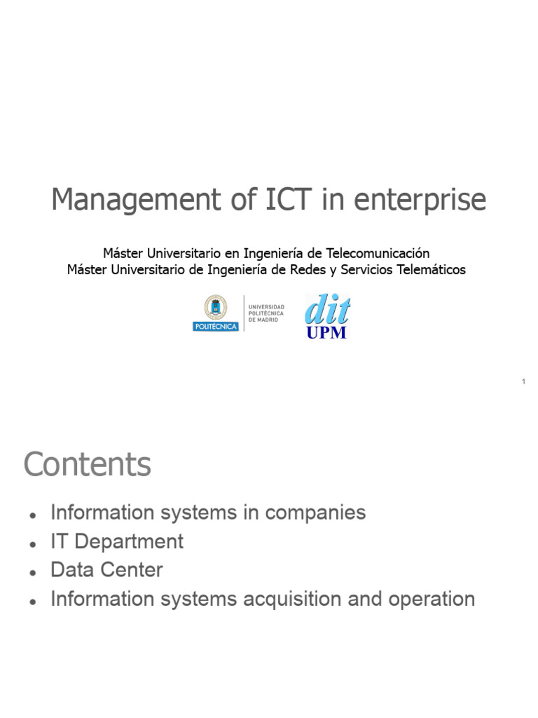ICT Management in Enterprises Overview | PDF | Enterprise Resource ...