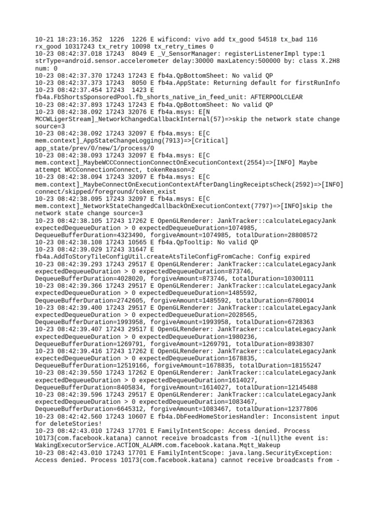 Facebook App Error Log Analysis | PDF | Computer Engineering | Computer ...