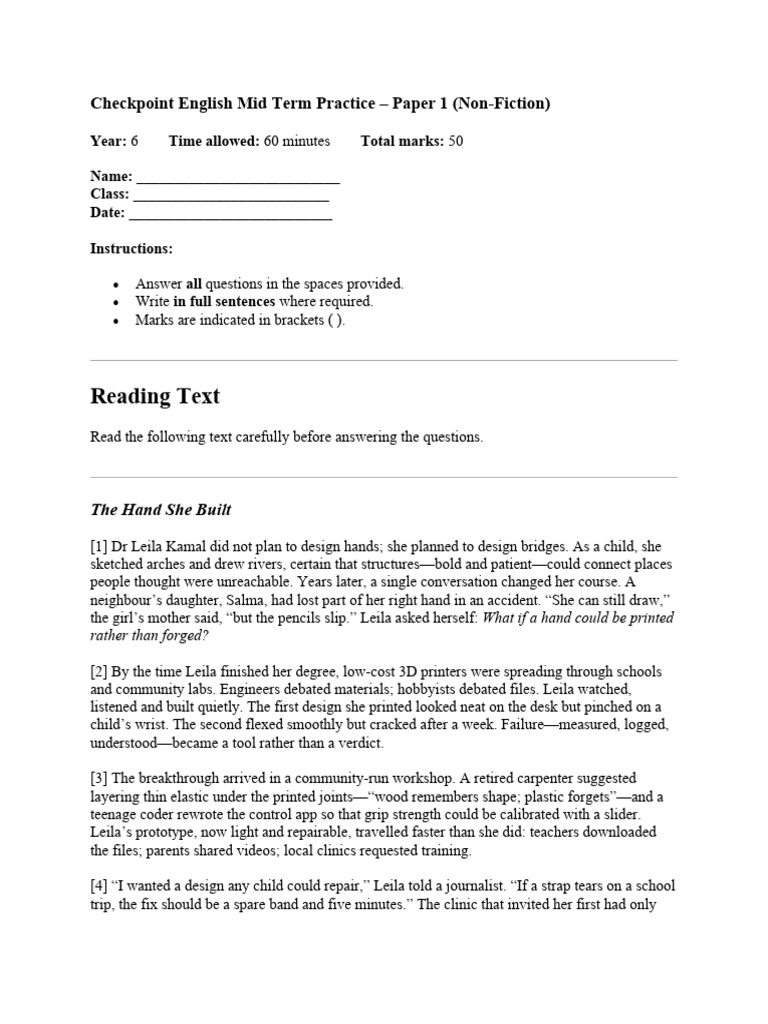 English Mid Term Practice: Non-Fiction | PDF | Ellipsis | Typographical ...