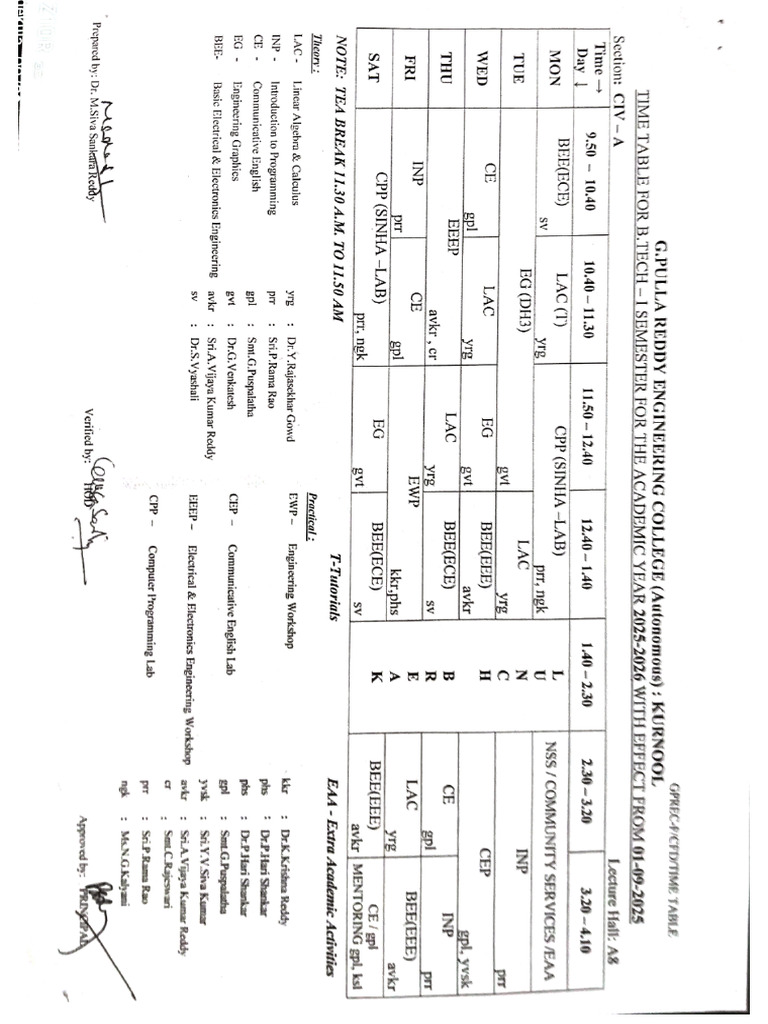 Time Table | PDF