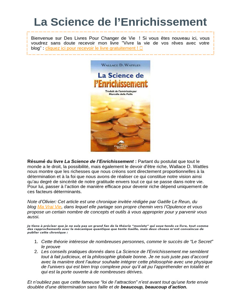 La Science de l’Enrichissement expliquée | PDF | Science | Monisme