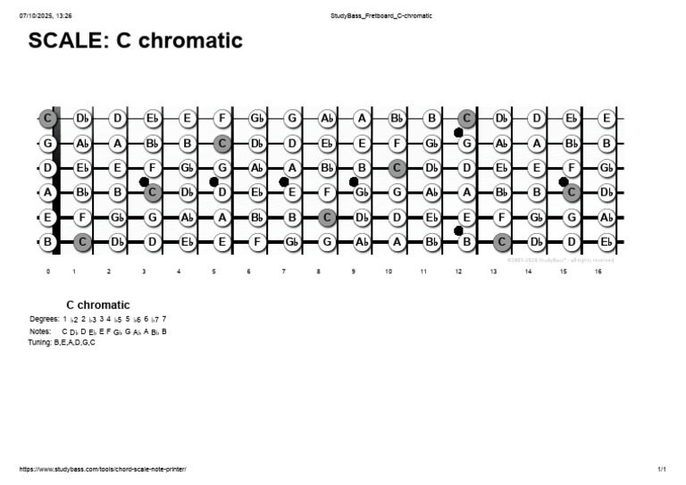 StudyBass Fretboard C-Chromatic | PDF