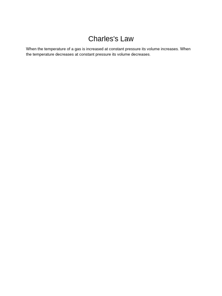 Chapter 2 Section 3 - Charles's Law | PDF