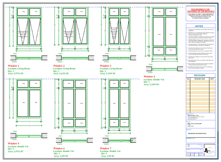 Architectural Window Schedule Details | PDF | Building Engineering