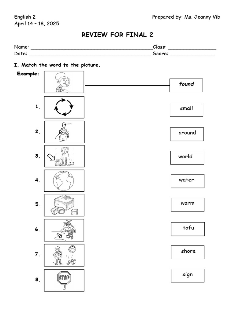 English 2 Final Review Worksheet | PDF