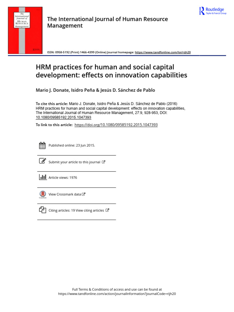 HRM Practices For Human and Social Capital Development. Effects On ...