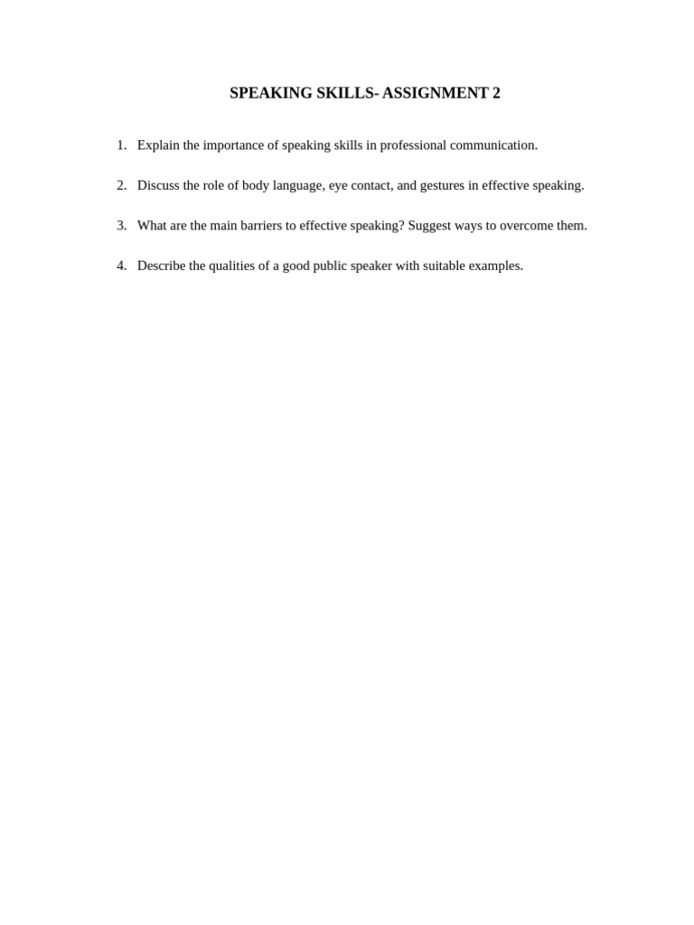 Speaking Skills - Assignment 2 | PDF