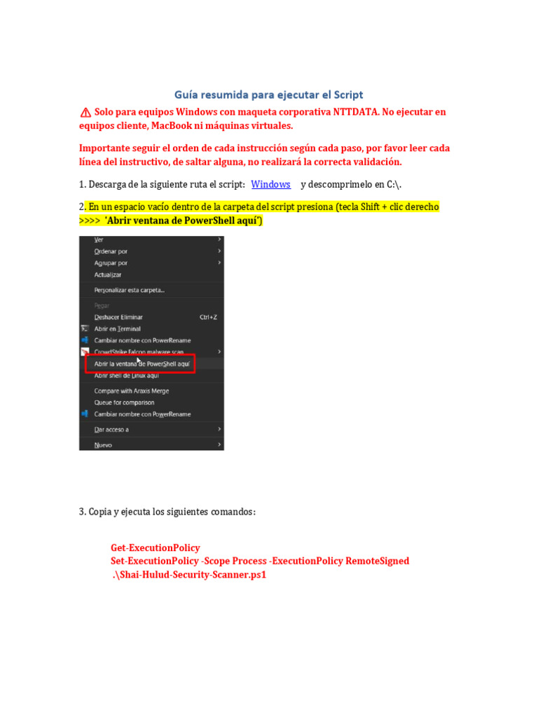 Instrucciones para Abrir Script en Windows | PDF