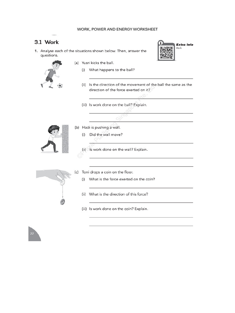 Work and Power Worksheet | PDF