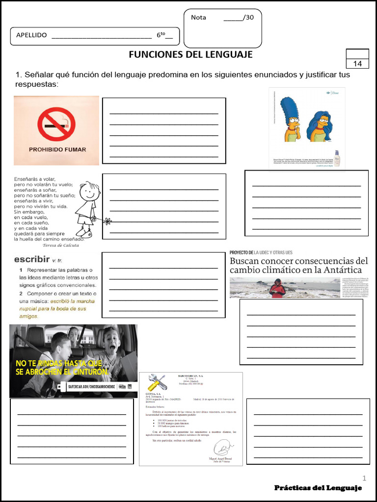 Funciones del Lenguaje en Ejercicios | PDF