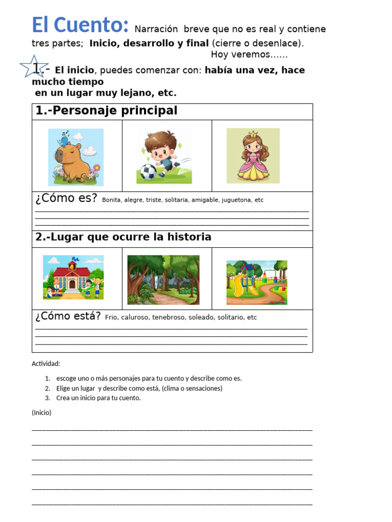 Estructura de un Cuento: Inicio, Desarrollo y Final | PDF