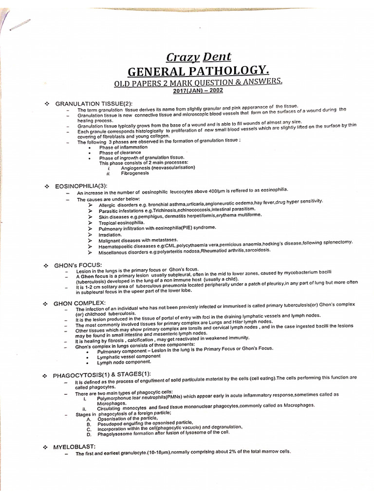 Pathology 2 Marks - 250909 - 171402 | PDF
