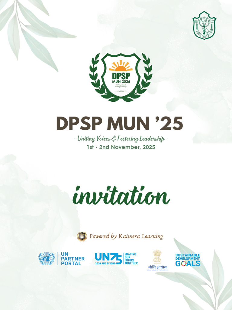 Dpsp-Mun Invite Brochure 2025 | PDF | Sustainable Development | United ...