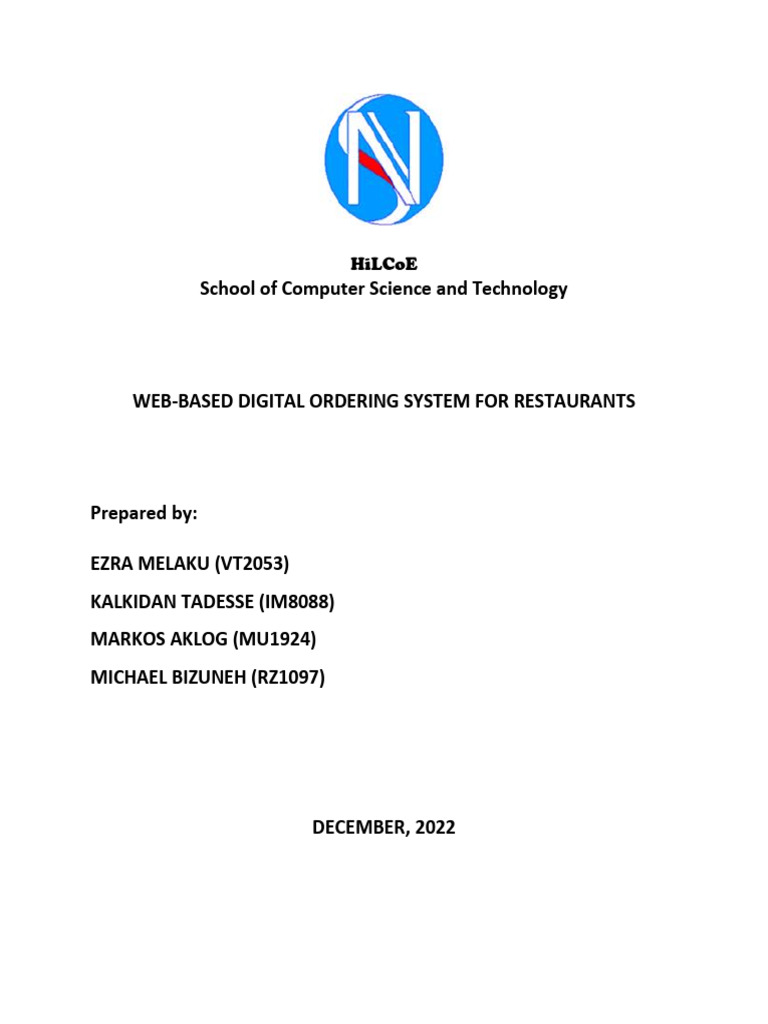 Web-Based Restaurant Ordering System | PDF | Menu | Waiting Staff