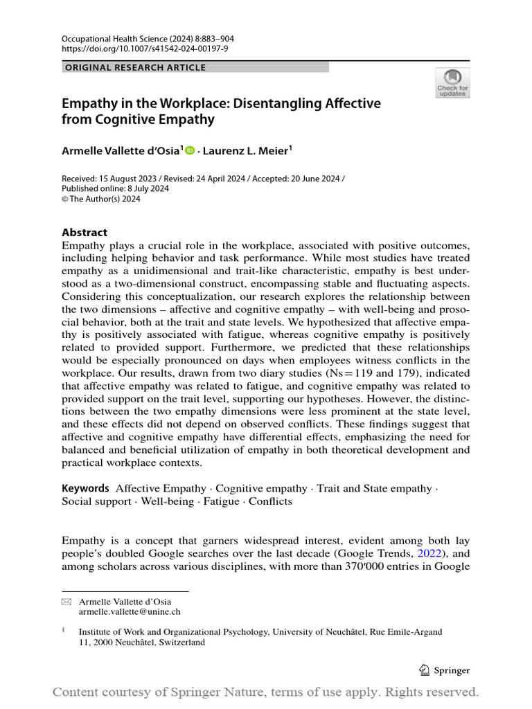 Affective vs. Cognitive Empathy at Work | PDF | Empathy | Affect ...