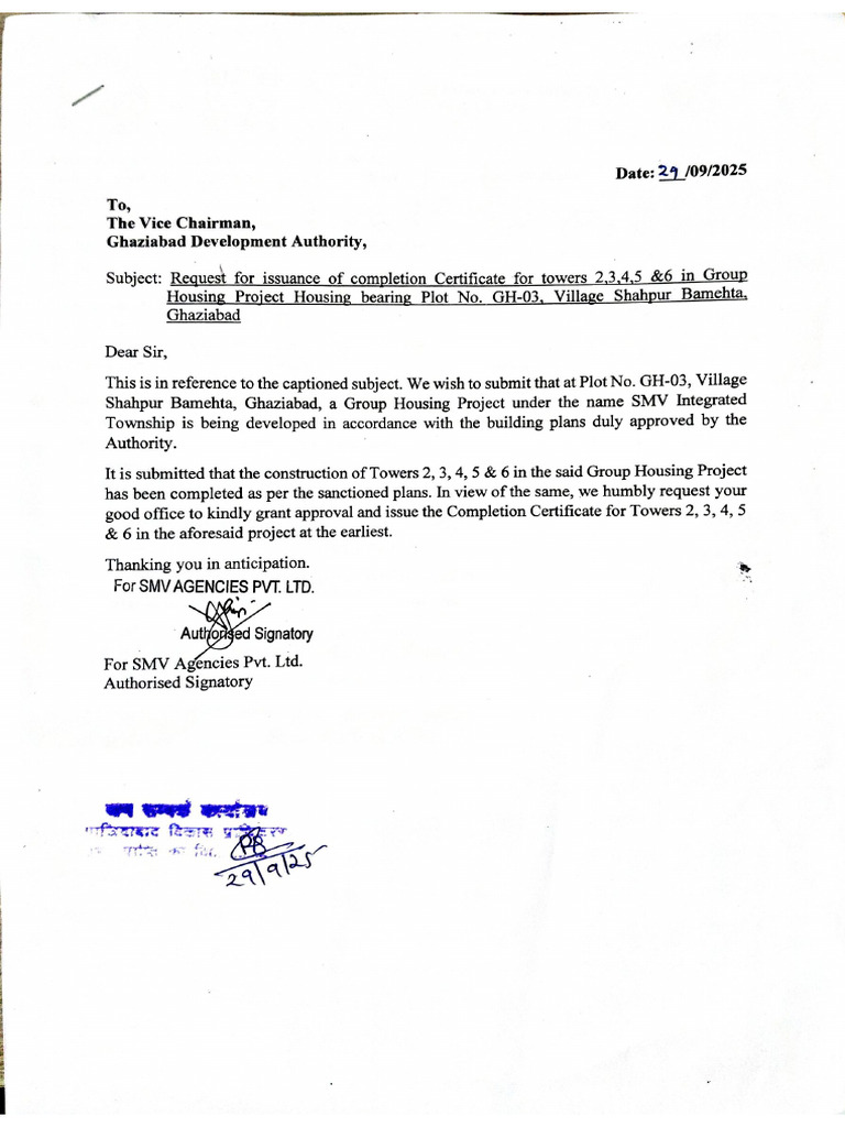 Application For OC Dt. 29.09.2025 - OG | PDF
