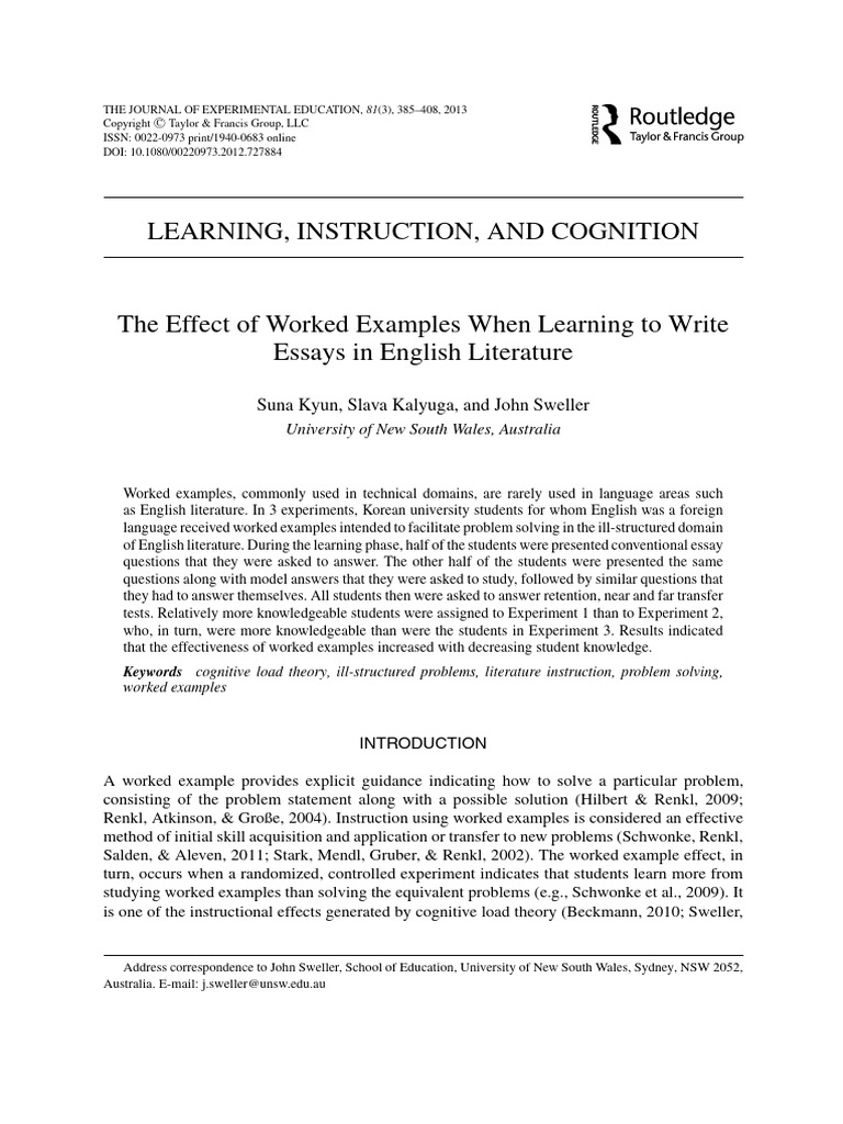 Worked Examples in English Literature Learning | PDF | Learning | Knowledge