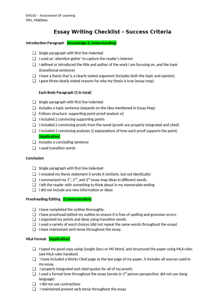 Frankenstein - 5 Paragraph Essay Success Criteria | PDF