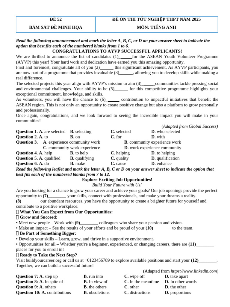English Exam Practice for 2025 Graduation | PDF | Storms | Energy ...