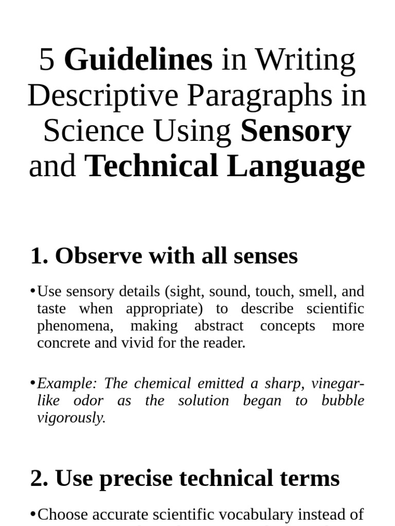 5 Guidelines in Writing Descriptive Paragraphs in Science | PDF