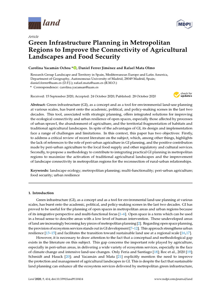Green Infrastructure for Urban Agriculture | PDF | Ecological ...