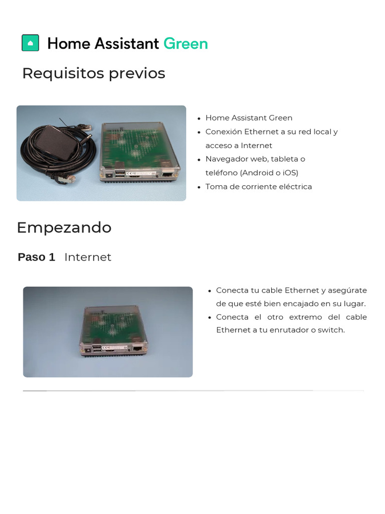 Guía de Inicio para Home Assistant Green | PDF