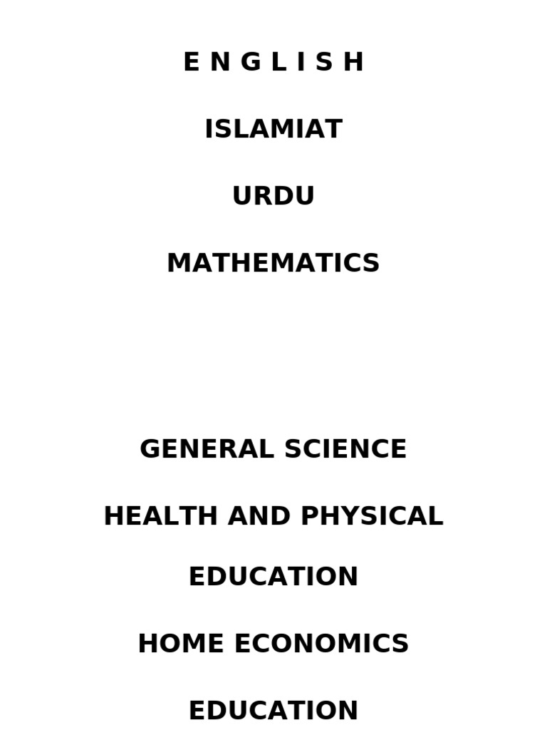 English Islamiat Urdu Mathematics | PDF