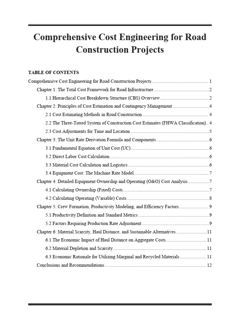 Road Construction Cost Breakdown Lecture Notes | PDF | Depreciation ...