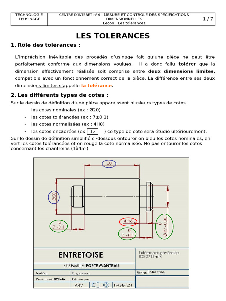 1 Les Tolérances Prof | PDF