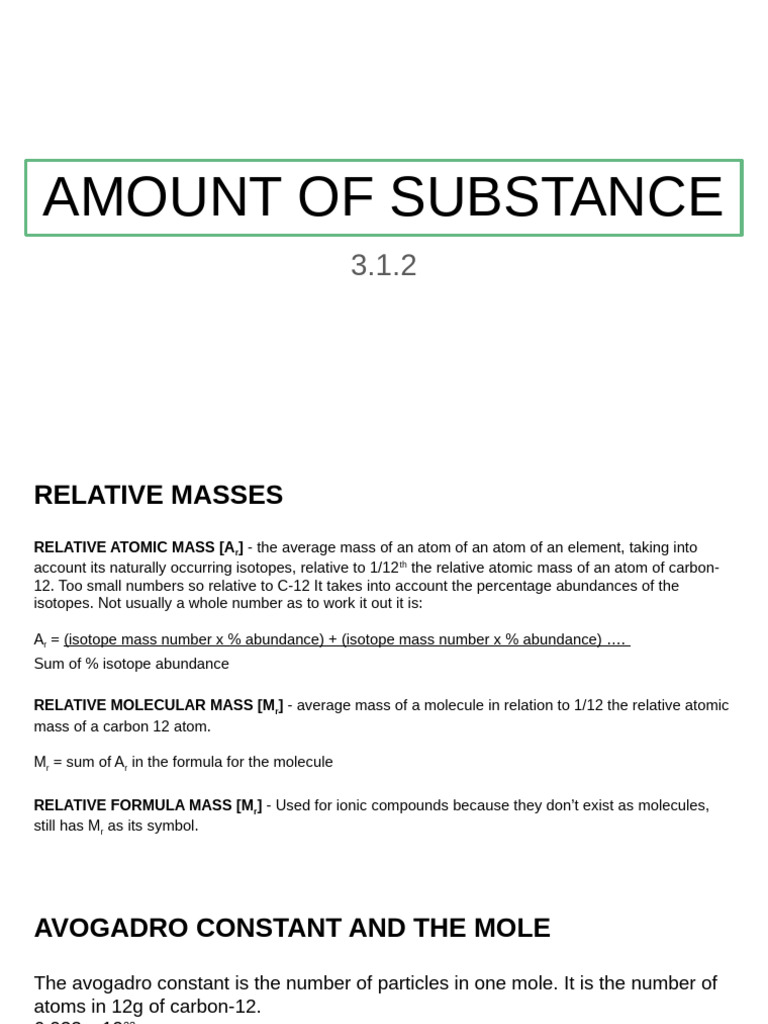 Understanding Moles and Atomic Mass | PDF | Mole (Unit) | Molecules